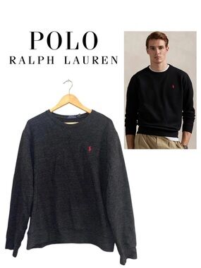 POLO RALPH LAUREN Fleece Sweatshirt Dark Gray Logo Preppy Elevated Upscale RL XL